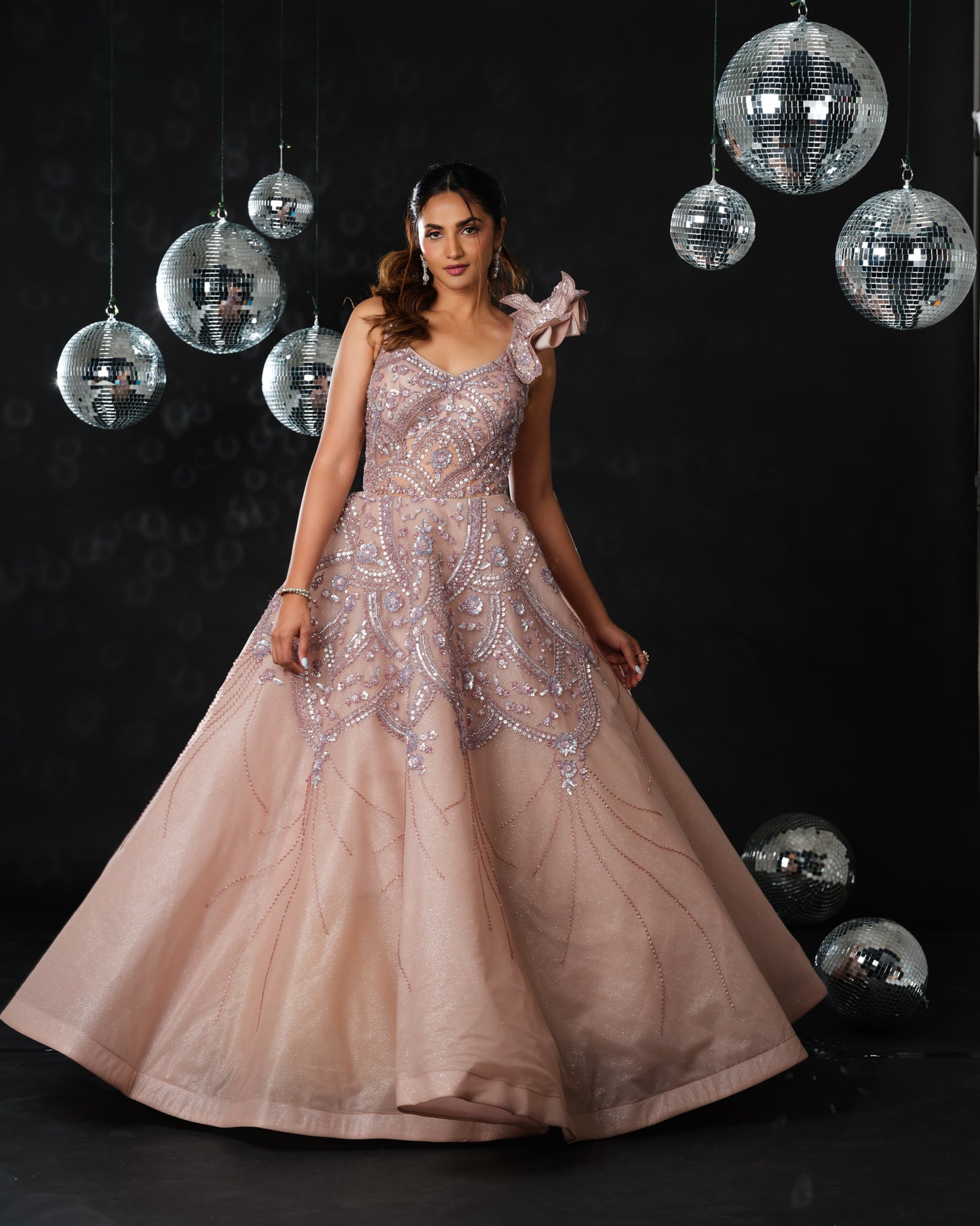 Rosè gold dramatic gown