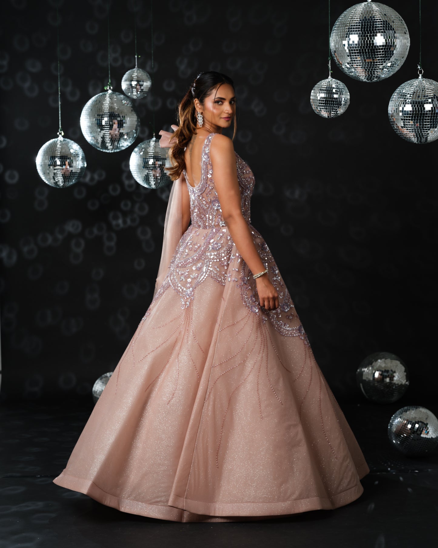 Rosè gold dramatic gown
