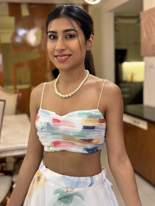 Delicate florals skirt set