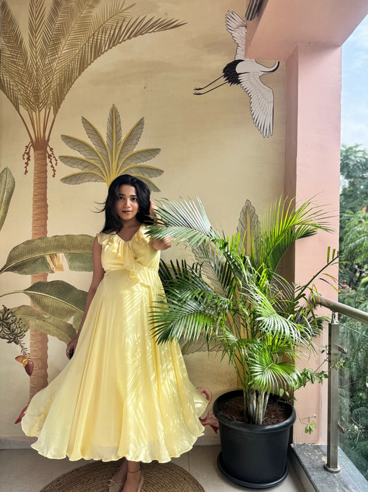 Butter yellow ruffled dress