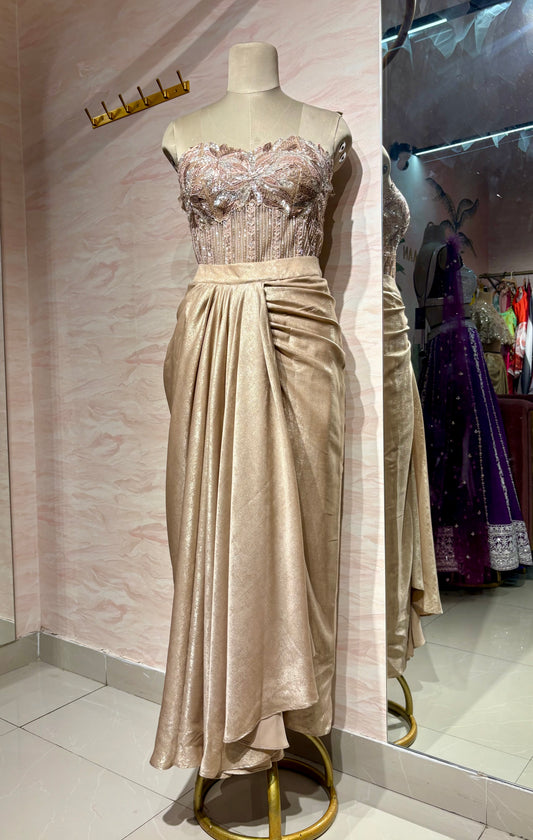 Champagne gold corset drape set
