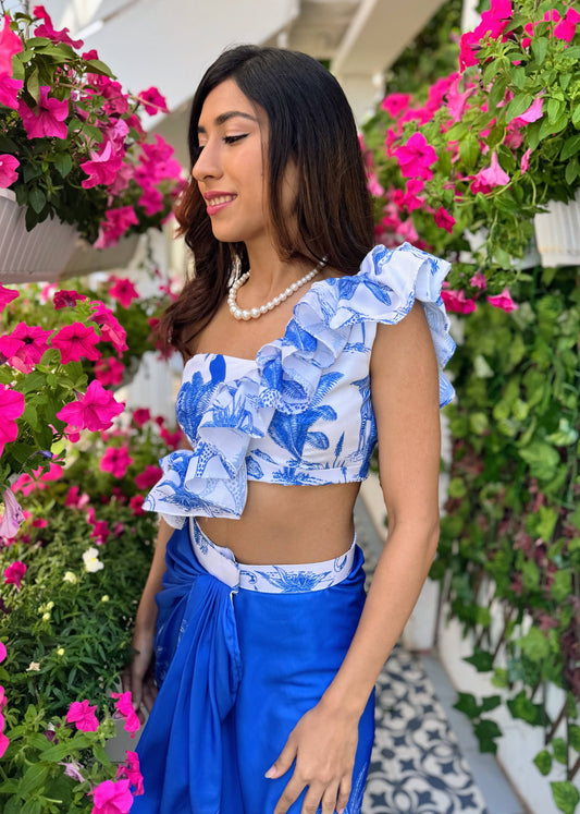 Royal drift draped skirt set