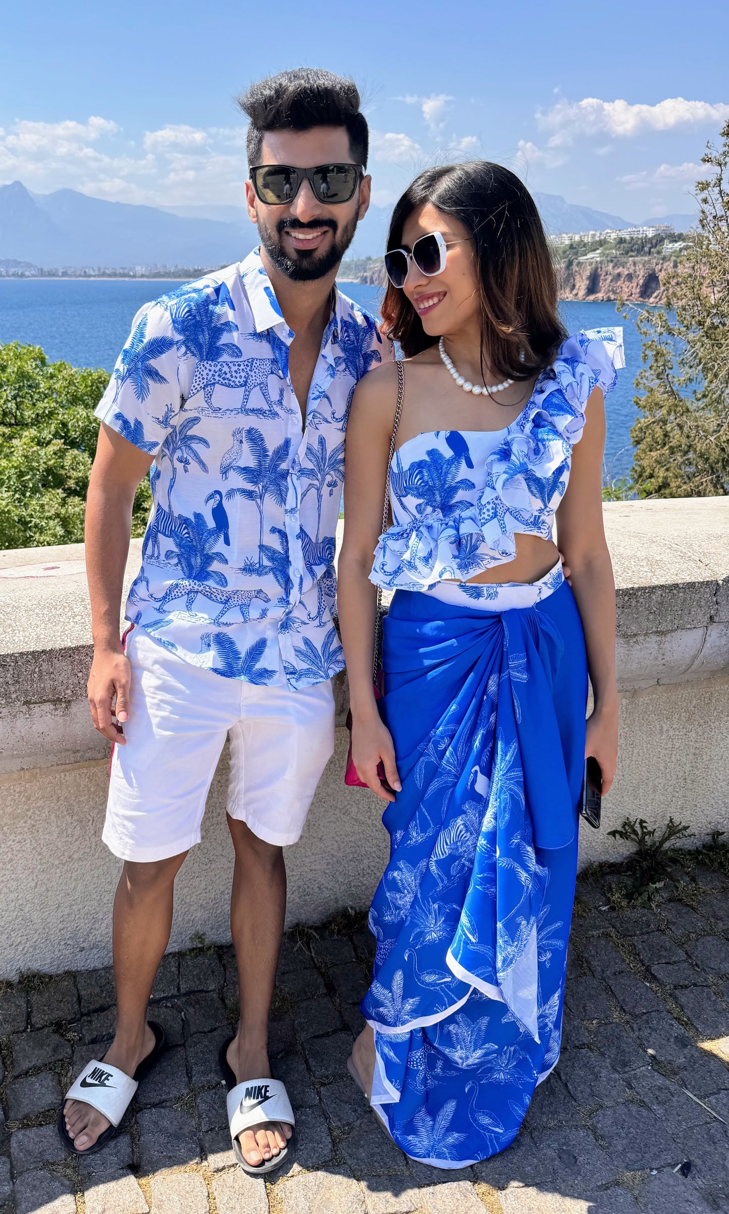 Royal drift draped skirt set