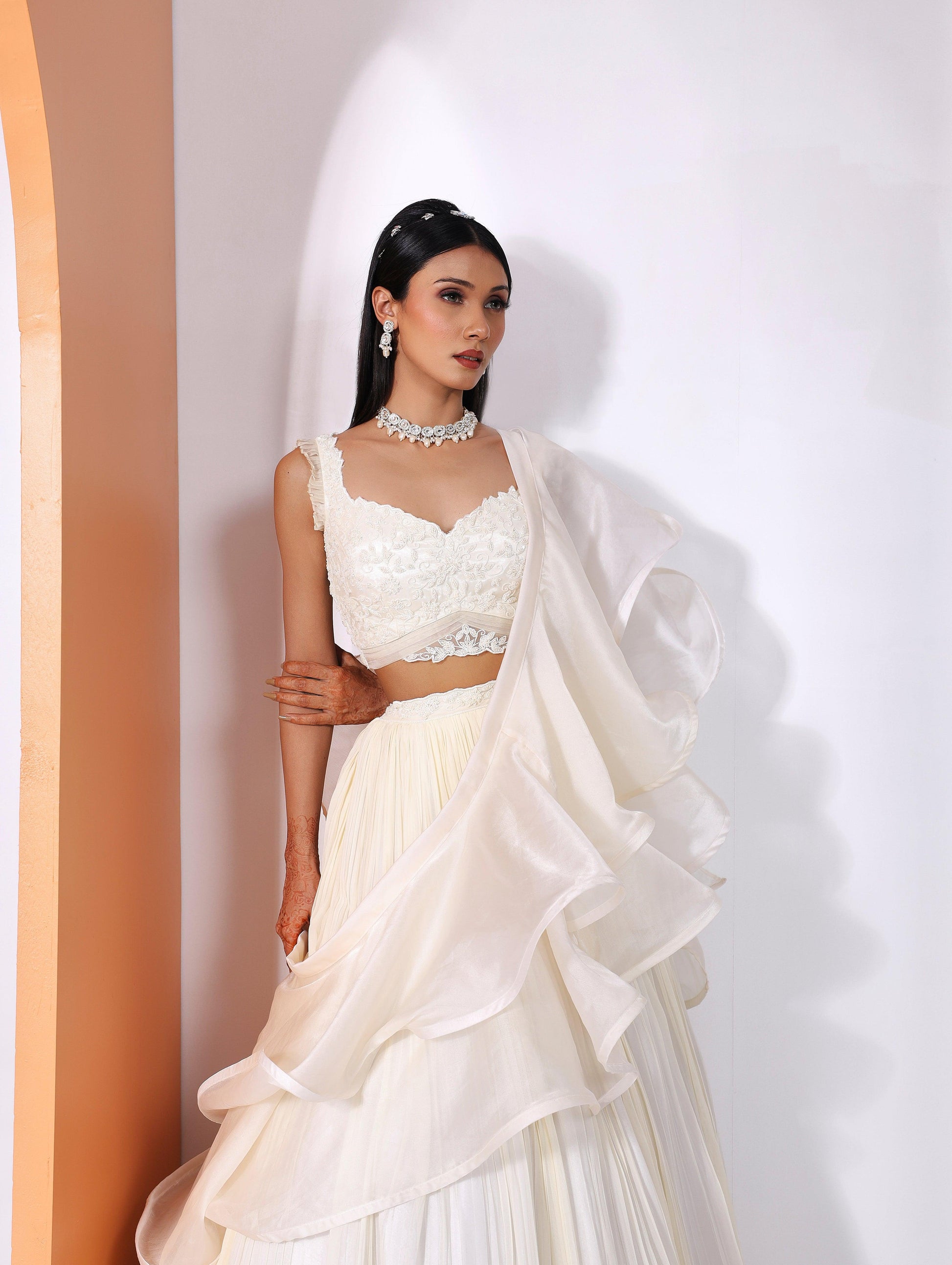 Amara ivory lehenga set - Nishi Madaan Label