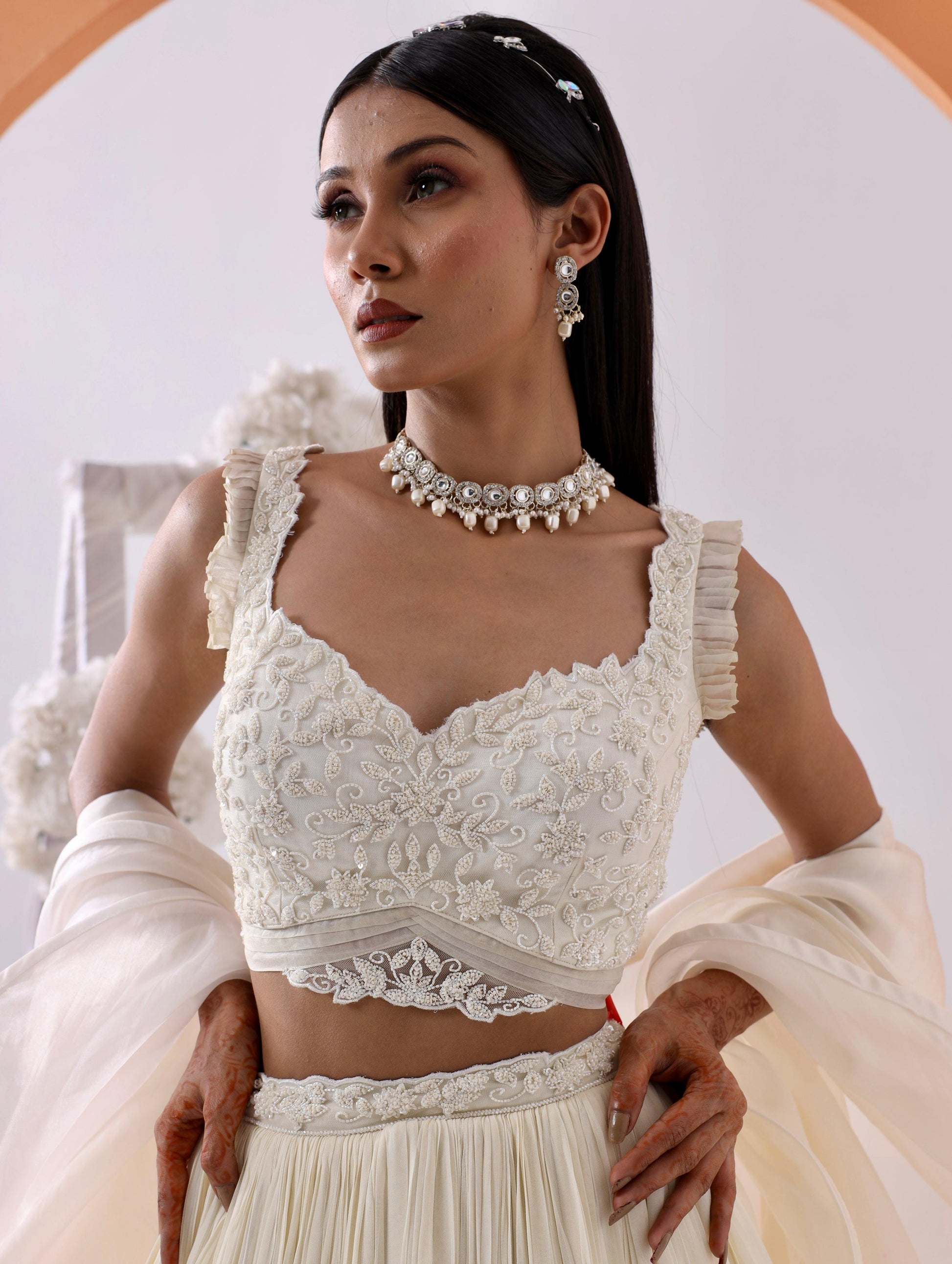 Amara ivory lehenga set - Nishi Madaan Label