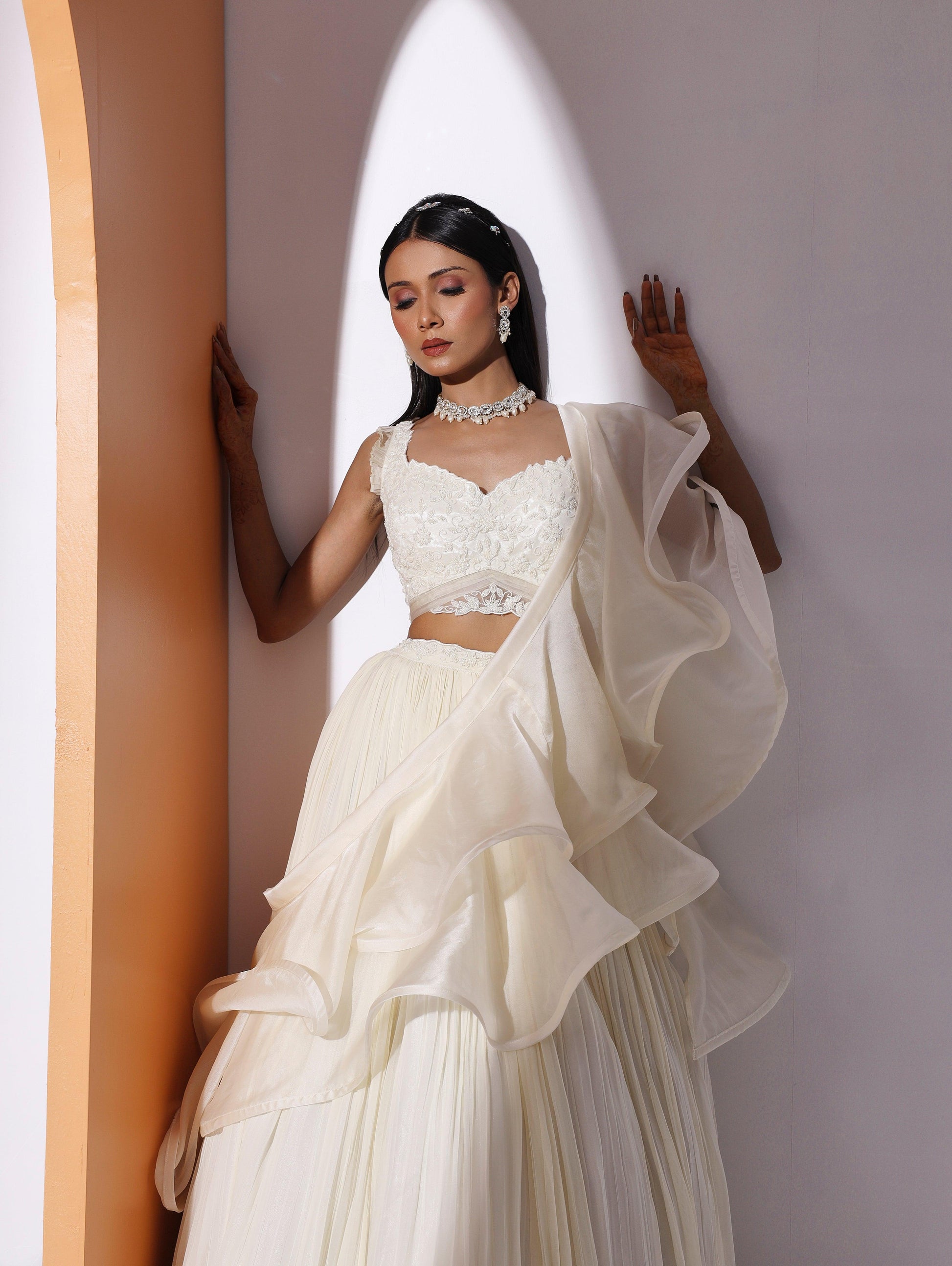 Amara ivory lehenga set - Nishi Madaan Label