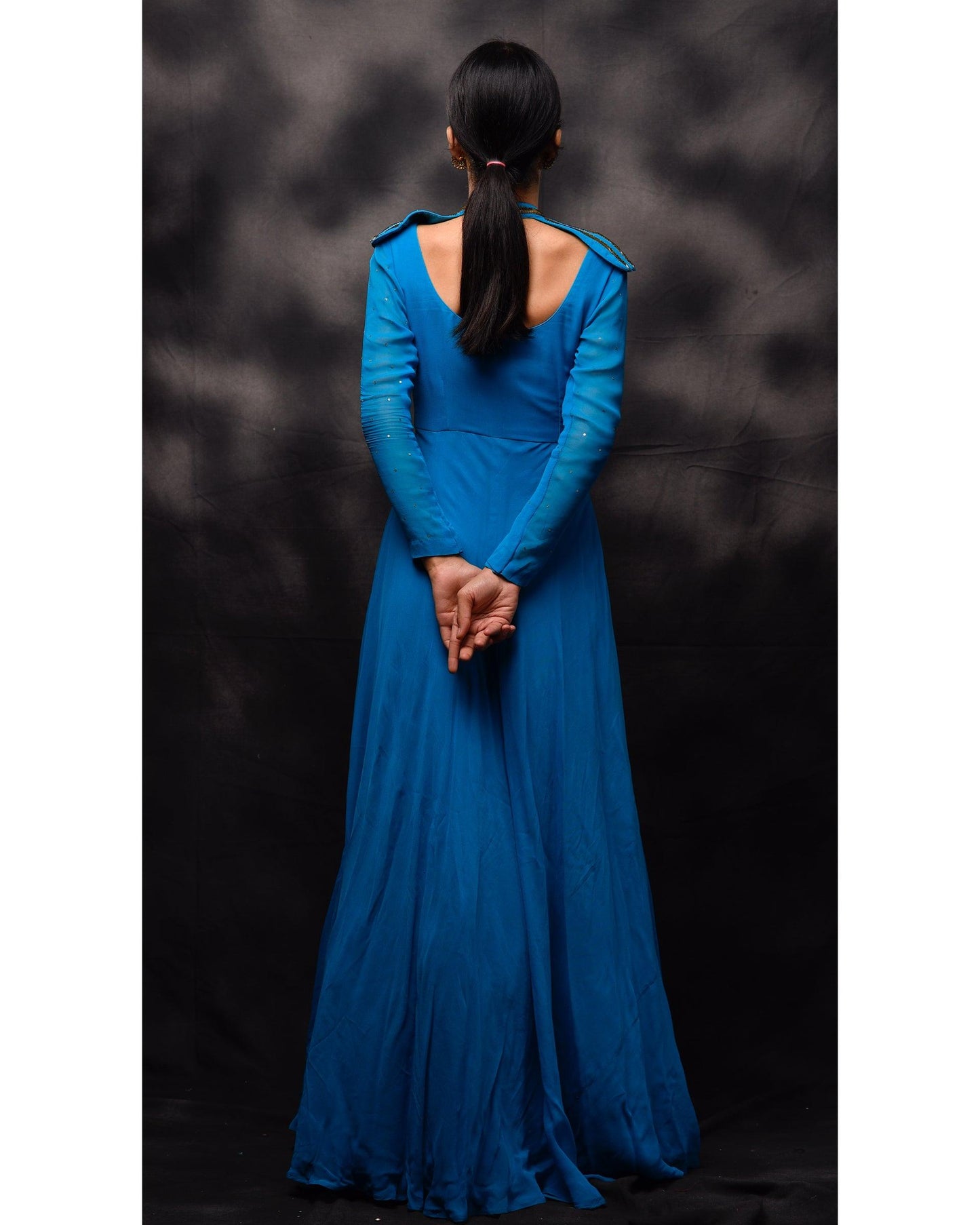 Cobalt blue structured anarkali - Nishi Madaan Label