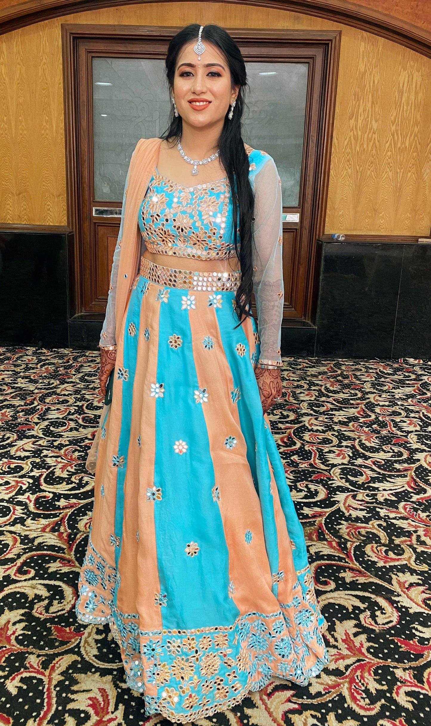 Dual pastel lehenga with mirror work - Nishi Madaan Label