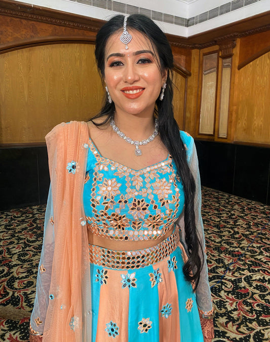 Dual pastel lehenga with mirror work - Nishi Madaan Label