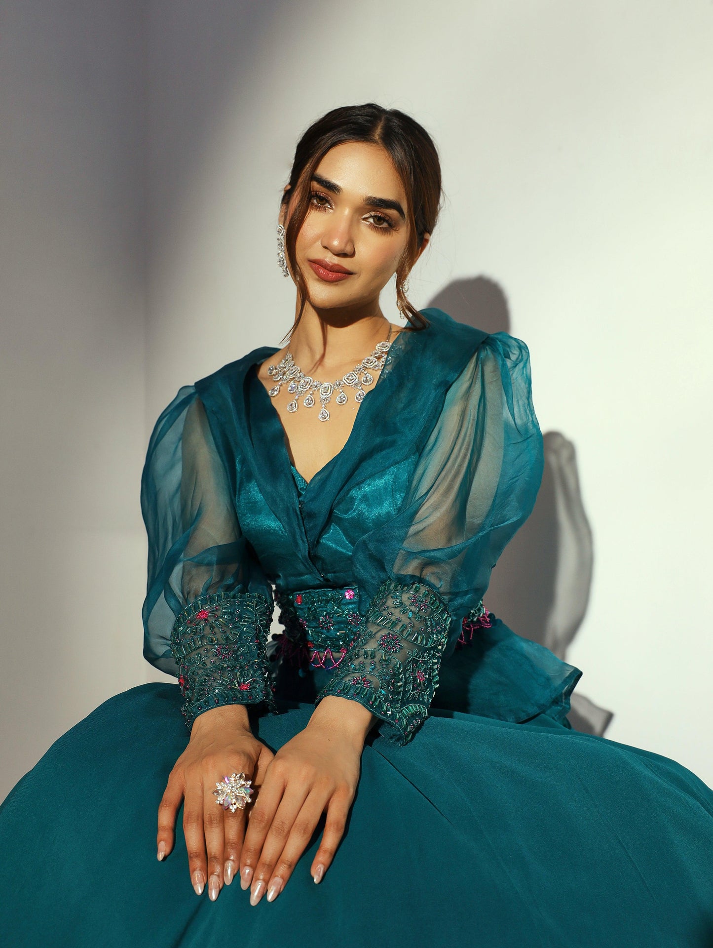 Firoza organza blouse and layered skirt - Nishi Madaan Label