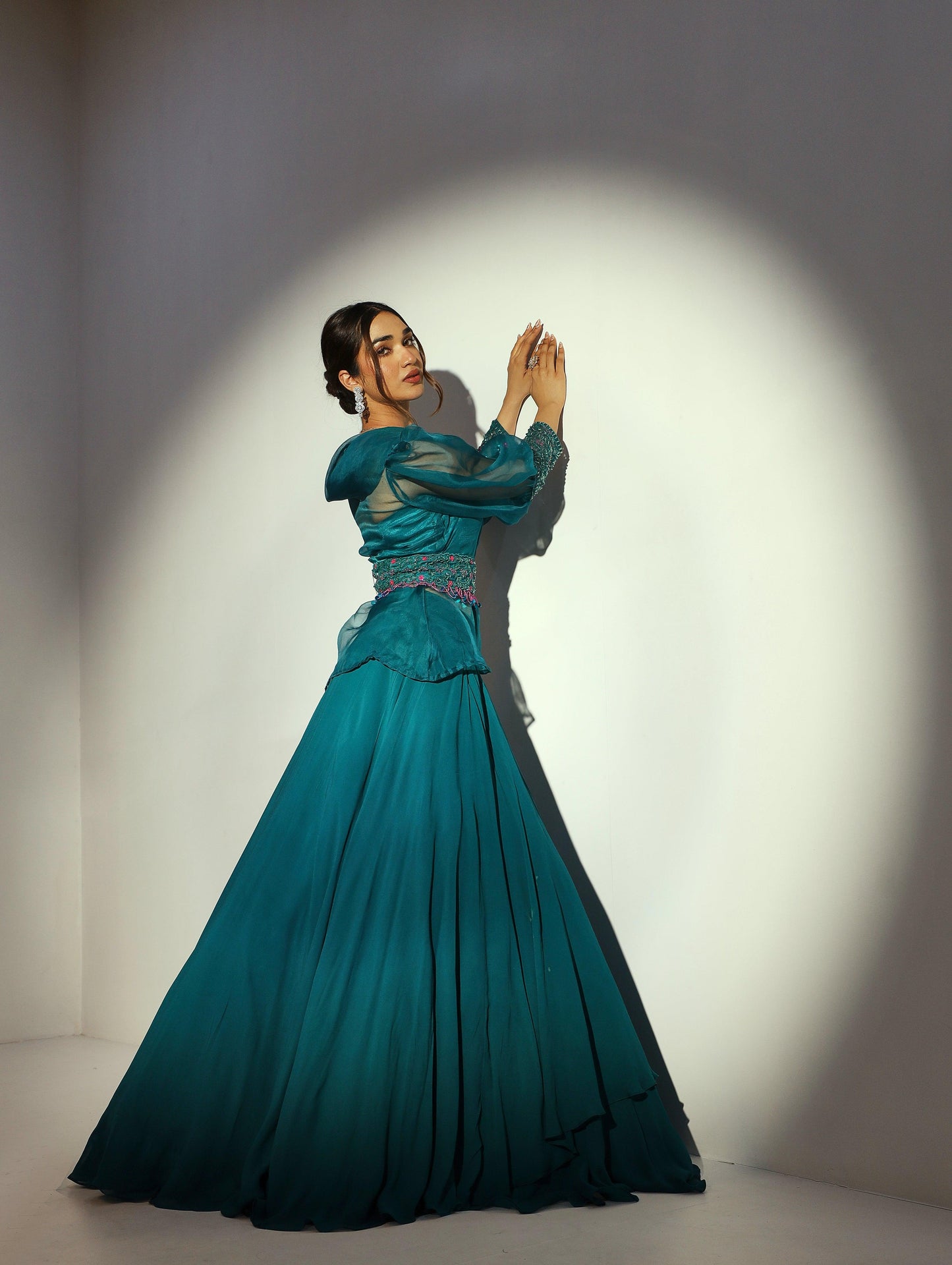 Firoza organza blouse and layered skirt - Nishi Madaan Label
