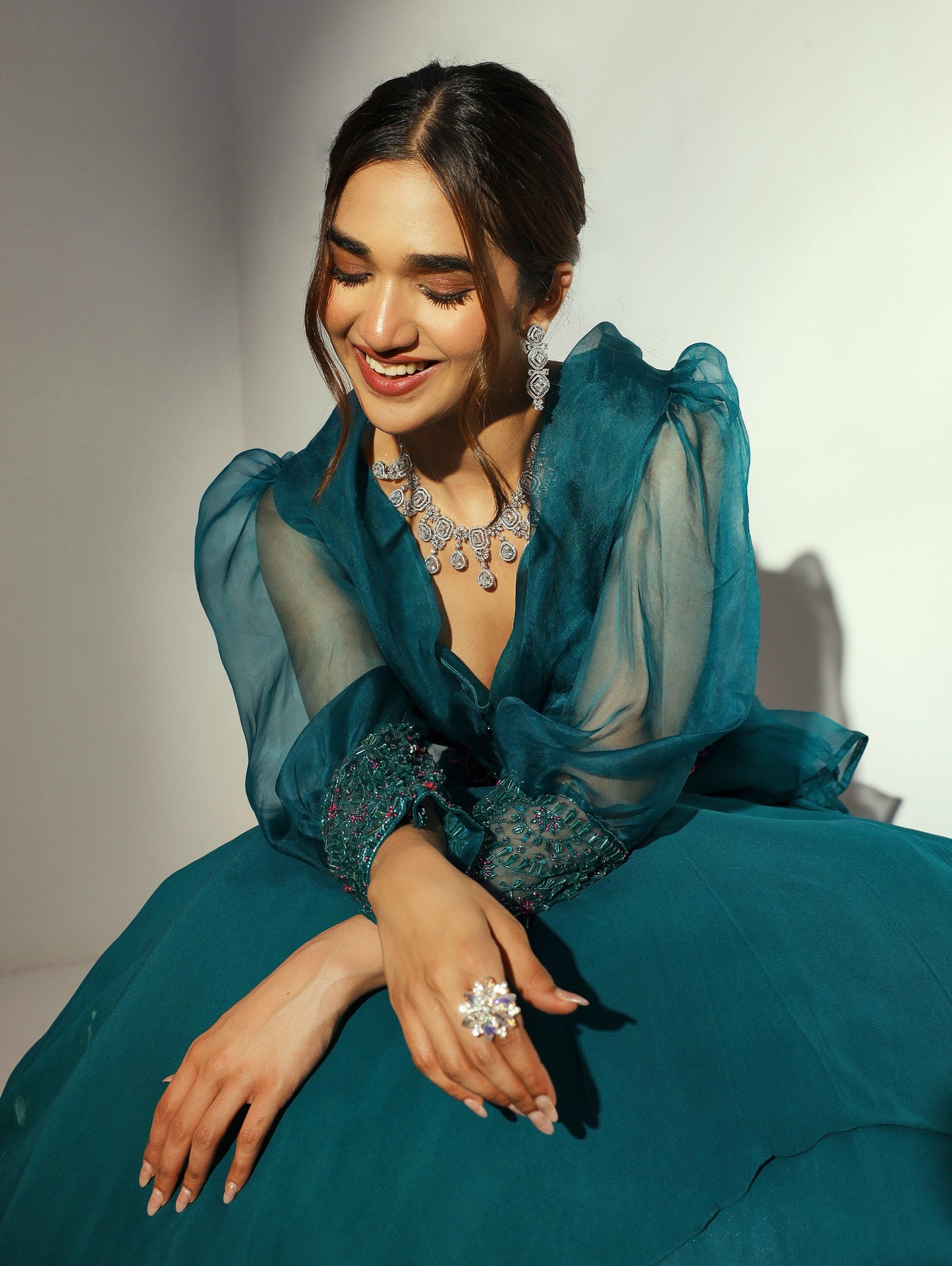 Firoza organza blouse and layered skirt - Nishi Madaan Label