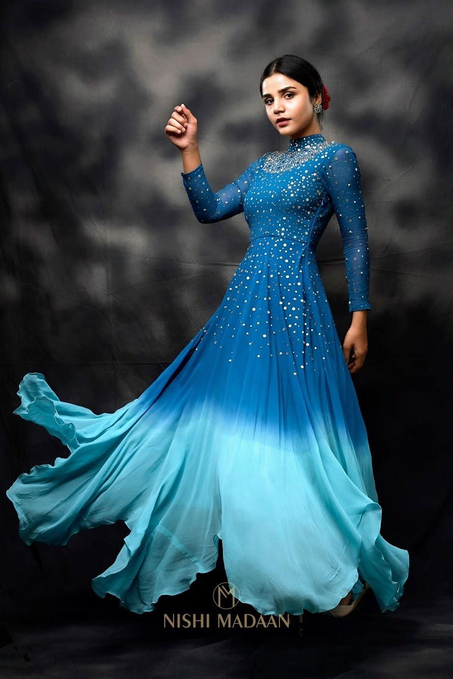 Ombrè blue anarkali - Nishi Madaan Label