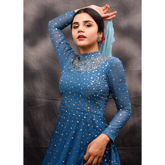 Ombrè blue anarkali - Nishi Madaan Label