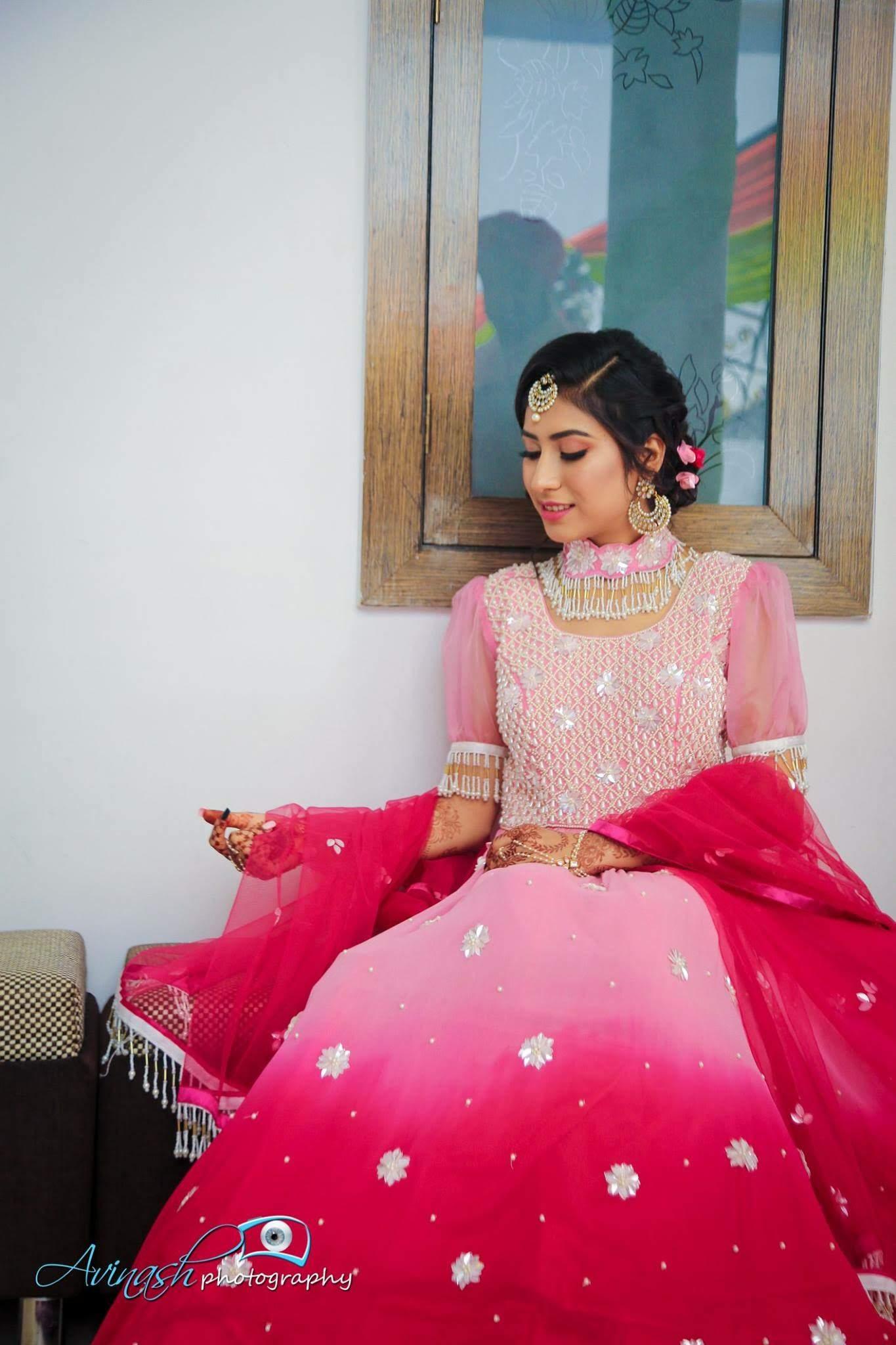 Ombrè pink be-jewelled anarkali - Nishi Madaan Label