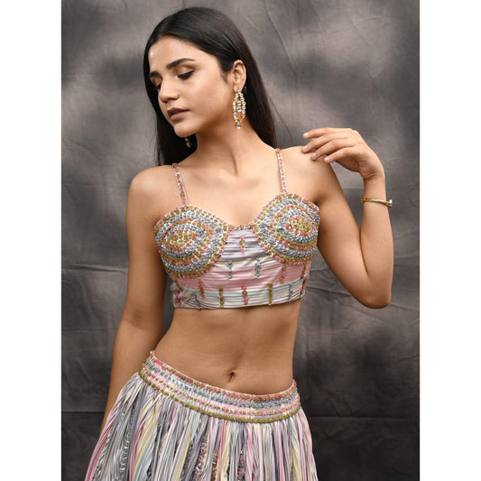 Pastel poise pleated lehanga set - Nishi Madaan Label