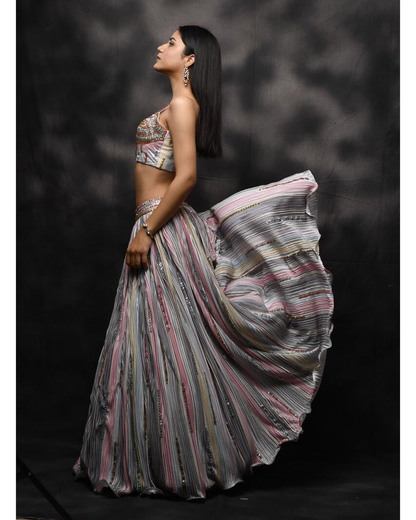 Pastel poise pleated lehanga set - Nishi Madaan Label