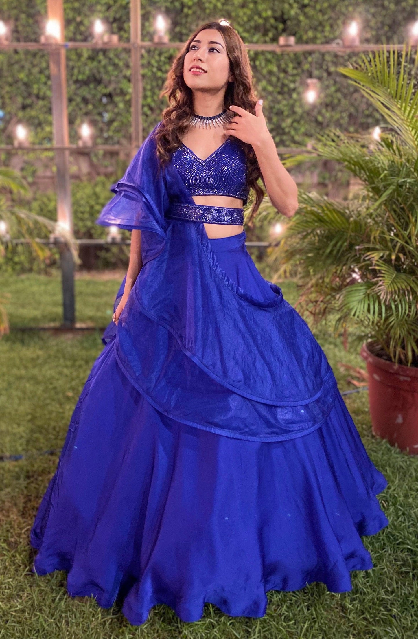 Royal blue lehenga set - Nishi Madaan Label