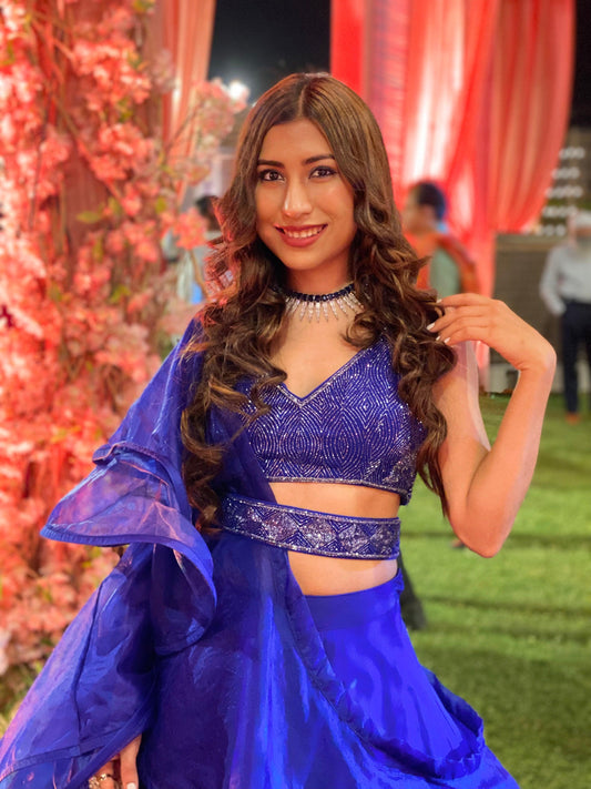 Royal blue lehenga set - Nishi Madaan Label