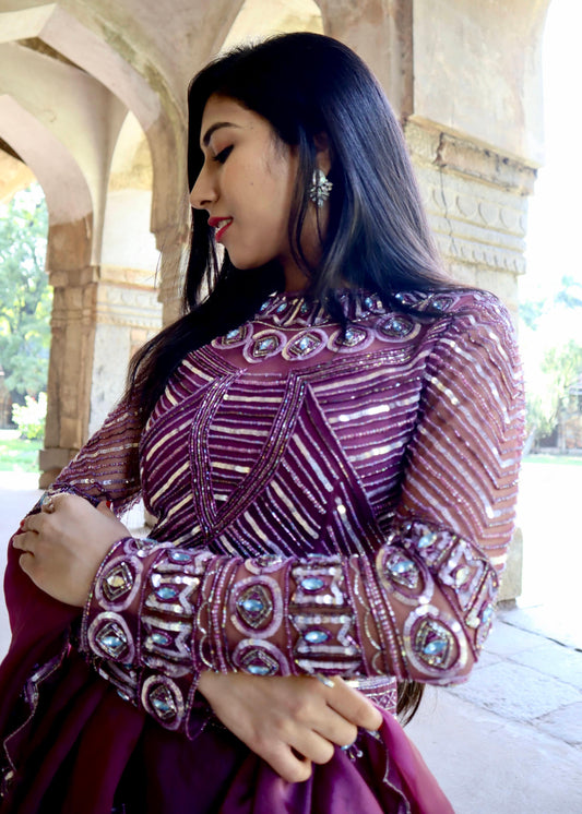 The modern plum lehenga - Nishi Madaan Label