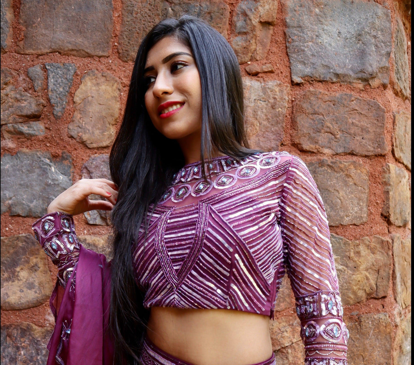 The modern plum lehenga - Nishi Madaan Label