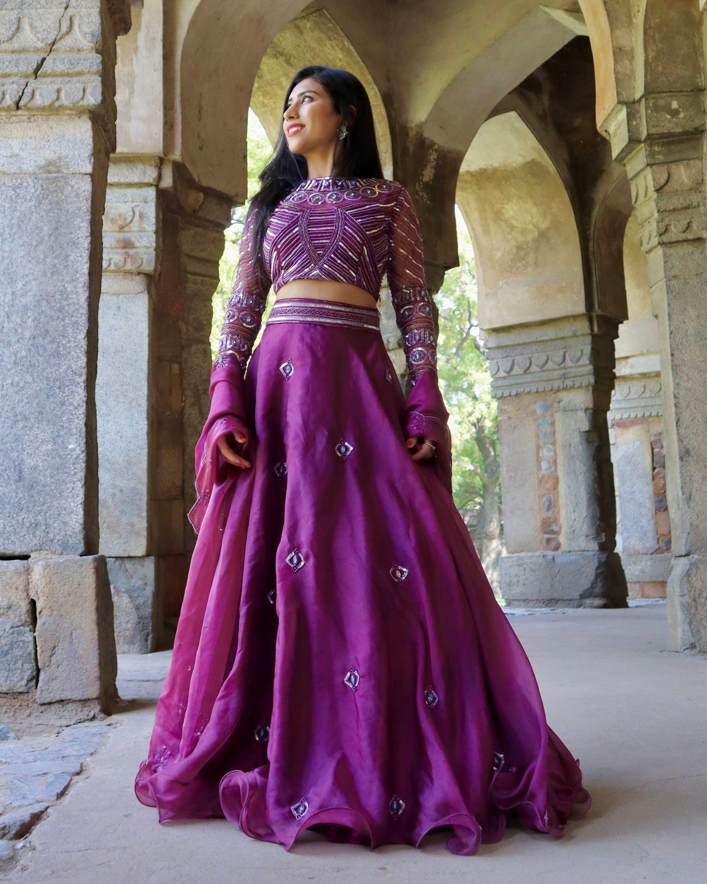 The modern plum lehenga - Nishi Madaan Label