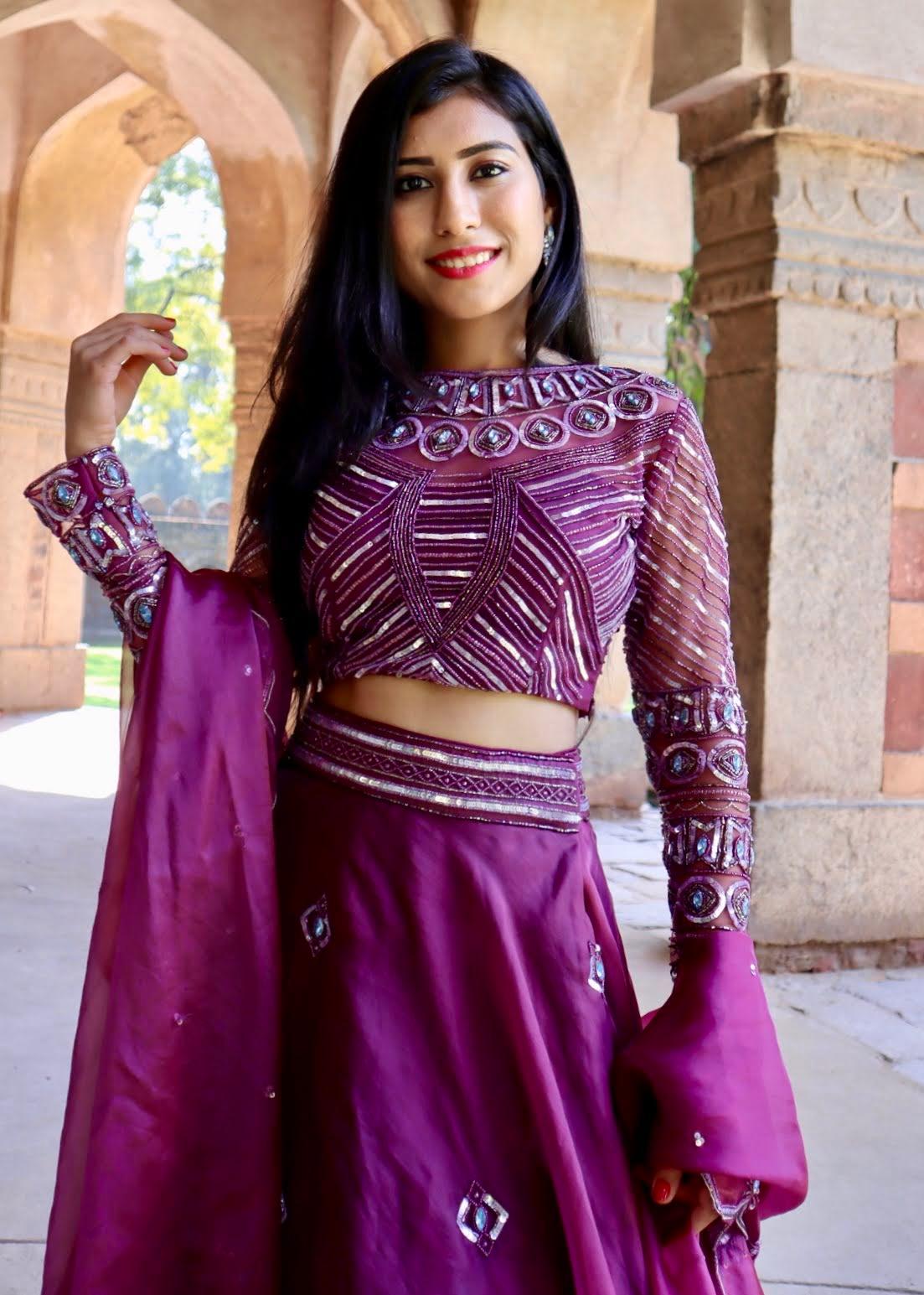 The modern plum lehenga - Nishi Madaan Label