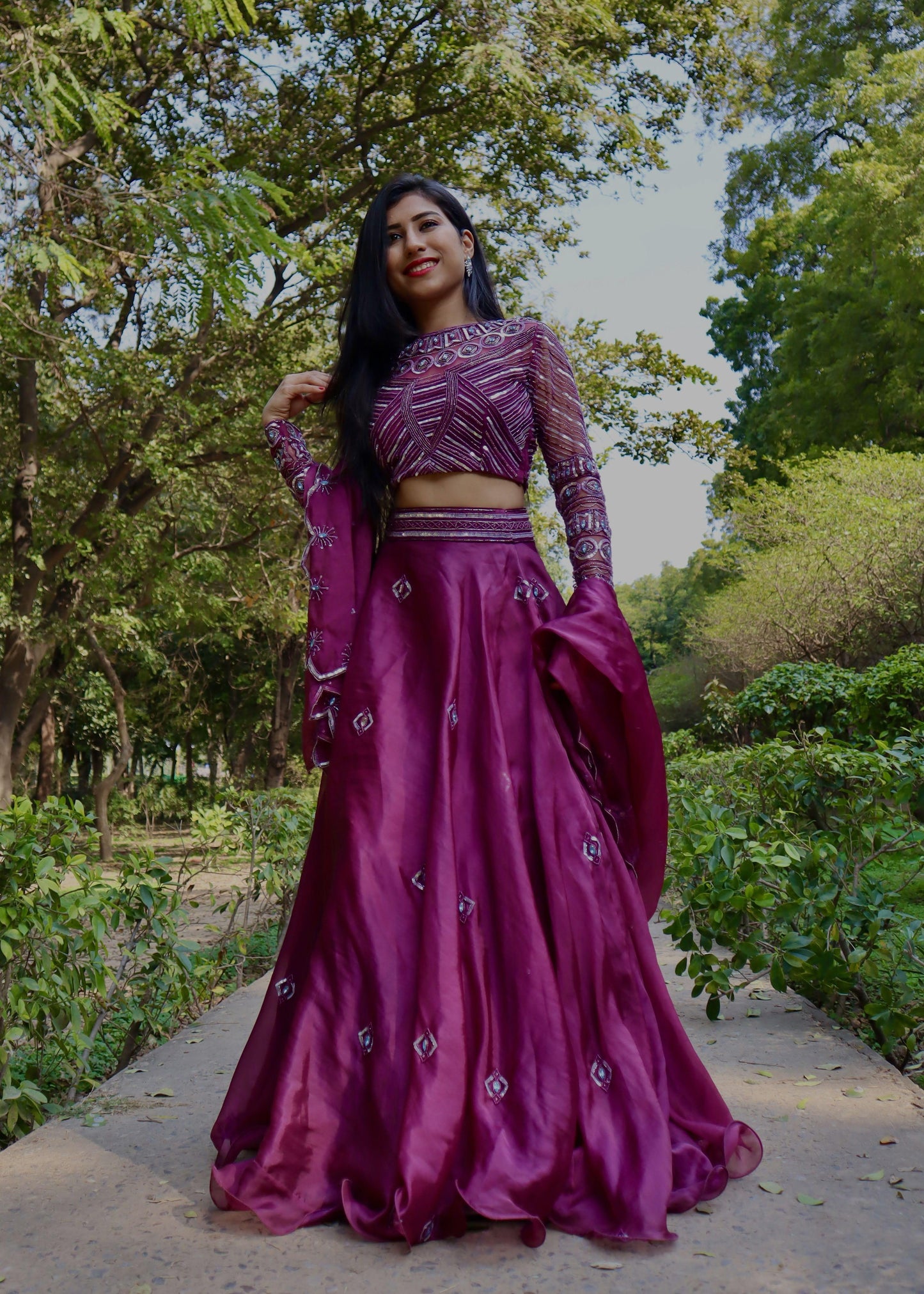 The modern plum lehenga - Nishi Madaan Label