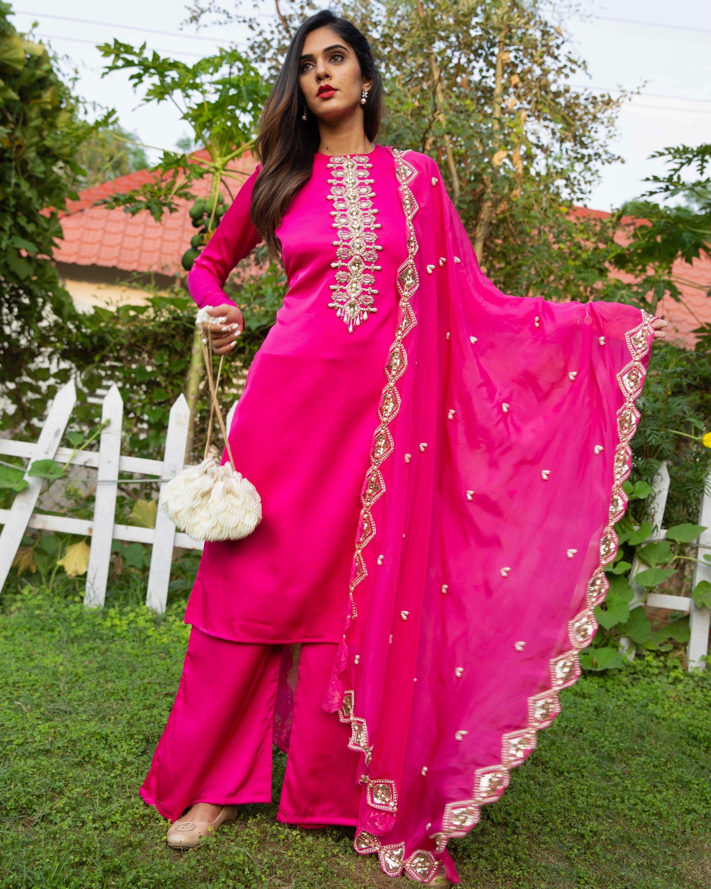 The Royal fuchsia straight suit - Nishi Madaan Label