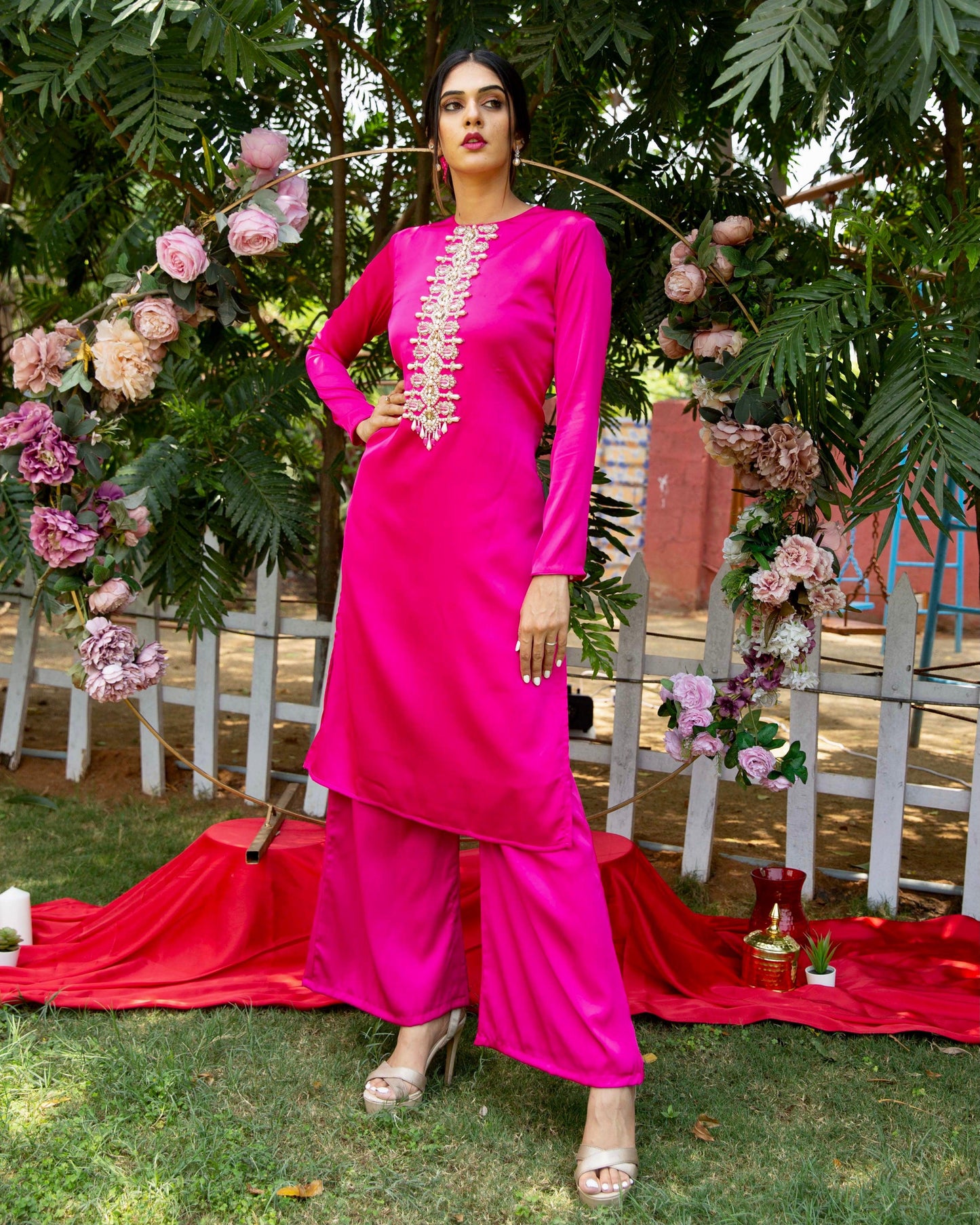 The Royal fuchsia straight suit - Nishi Madaan Label