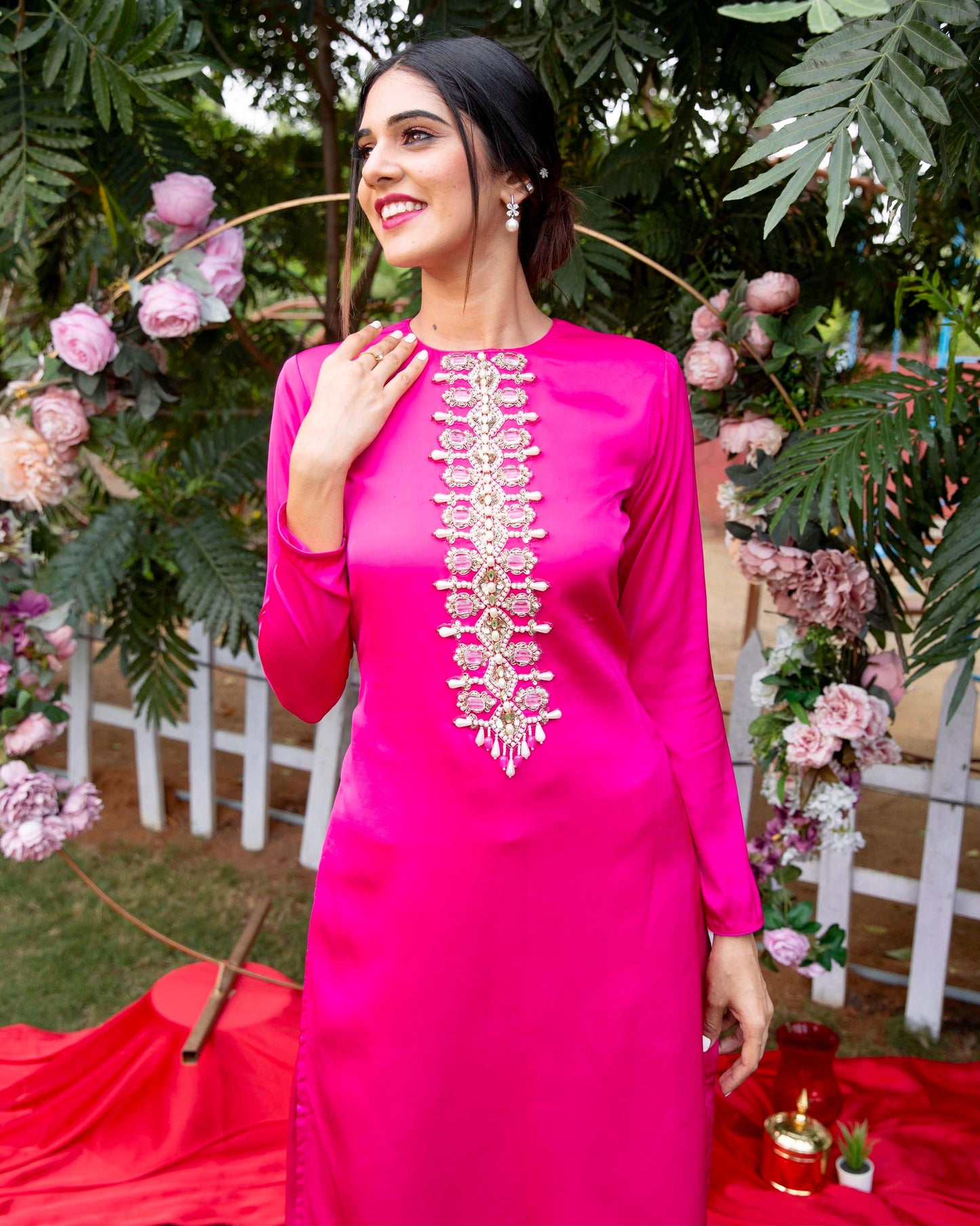 The Royal fuchsia straight suit - Nishi Madaan Label