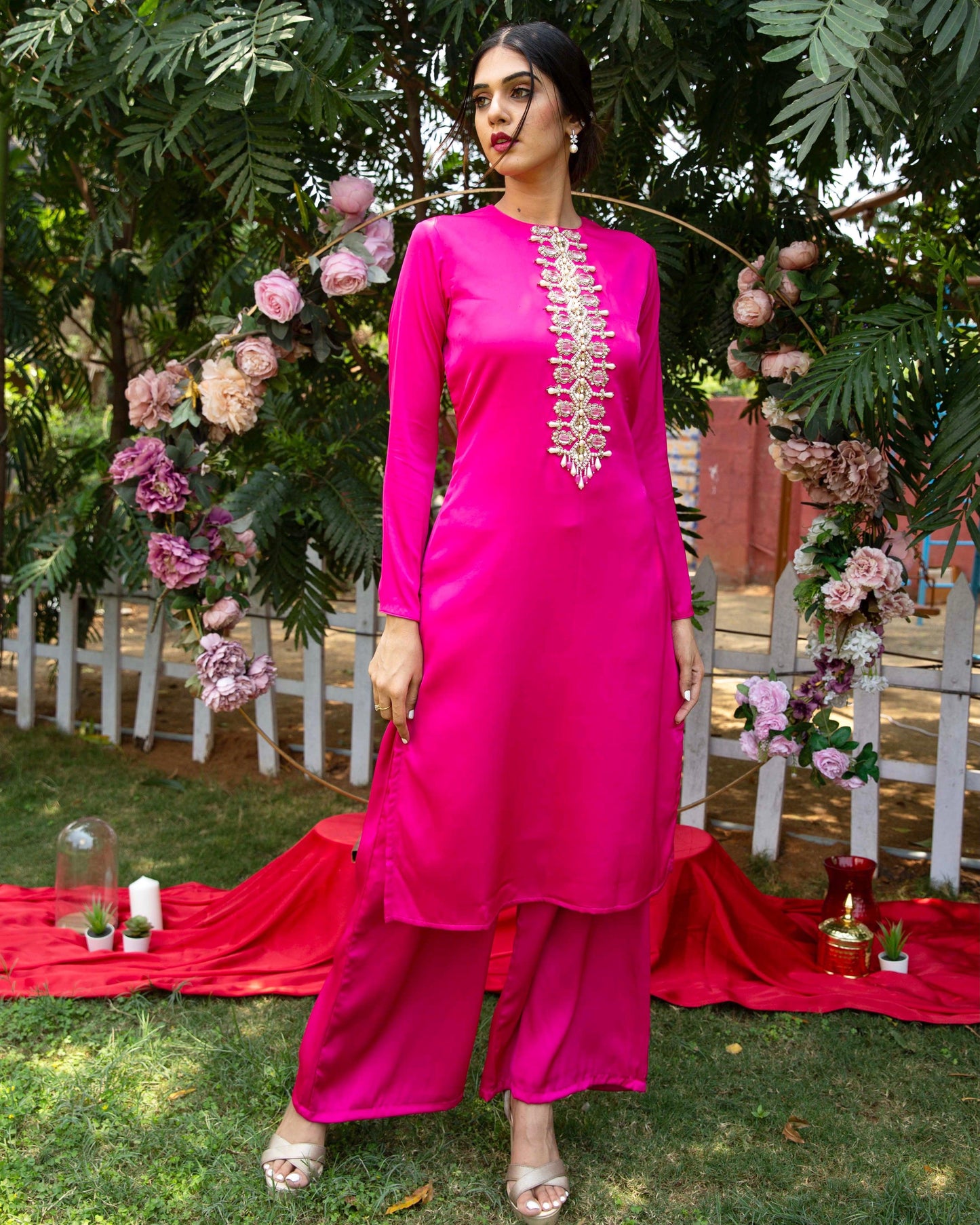 The Royal fuchsia straight suit - Nishi Madaan Label