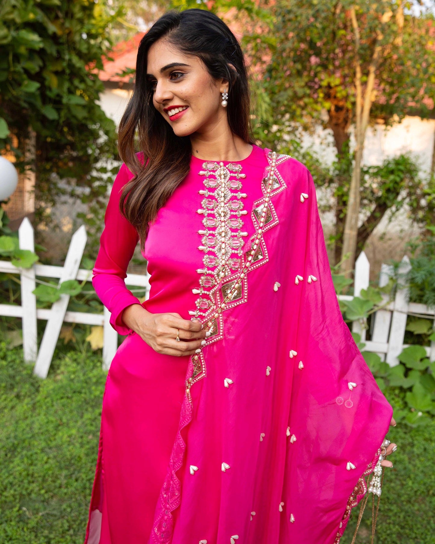 The Royal fuchsia straight suit - Nishi Madaan Label
