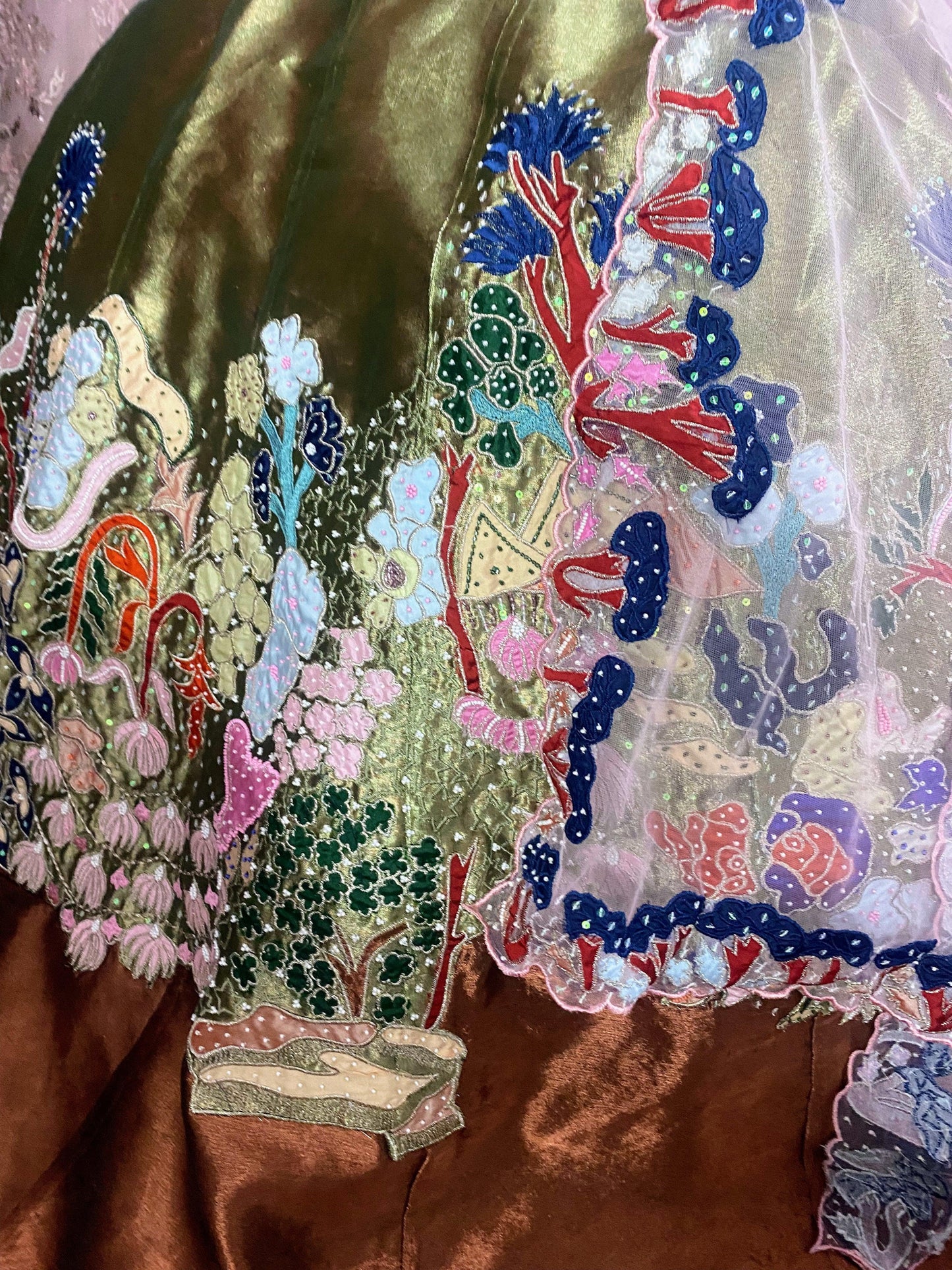 Two toned antique lehenga with gold tissue - Nishi Madaan Label