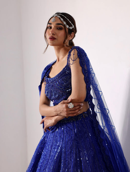 Zarrah Royal blue lehenga set - Nishi Madaan Label