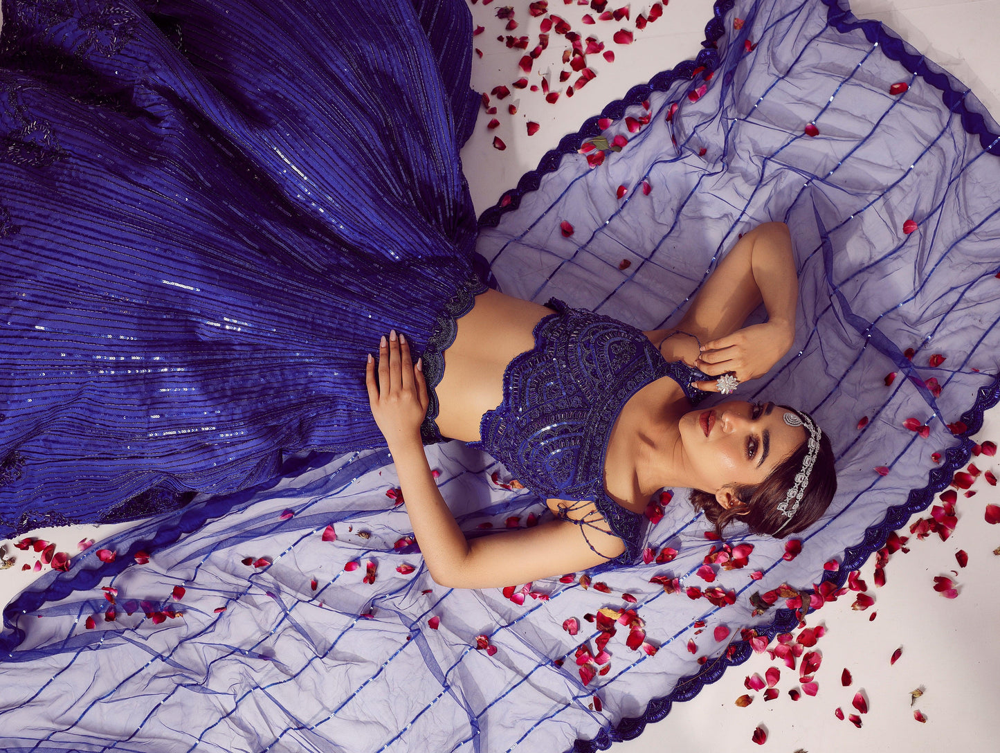 Zarrah Royal blue lehenga set - Nishi Madaan Label