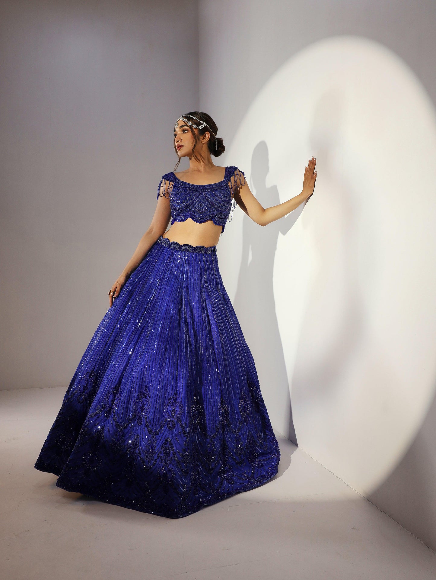 Zarrah Royal blue lehenga set - Nishi Madaan Label