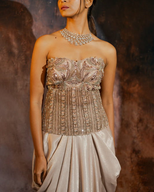 Champagne gold corset drape