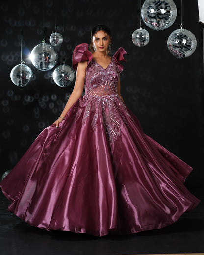 Wine dramatic gown