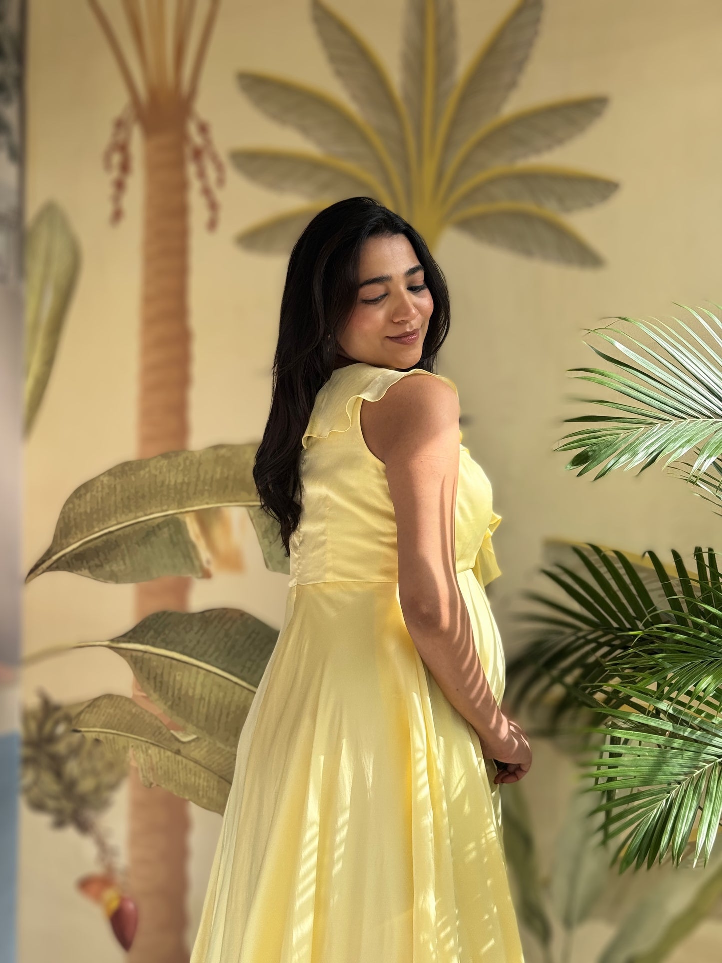 Butter yellow ruffled dress