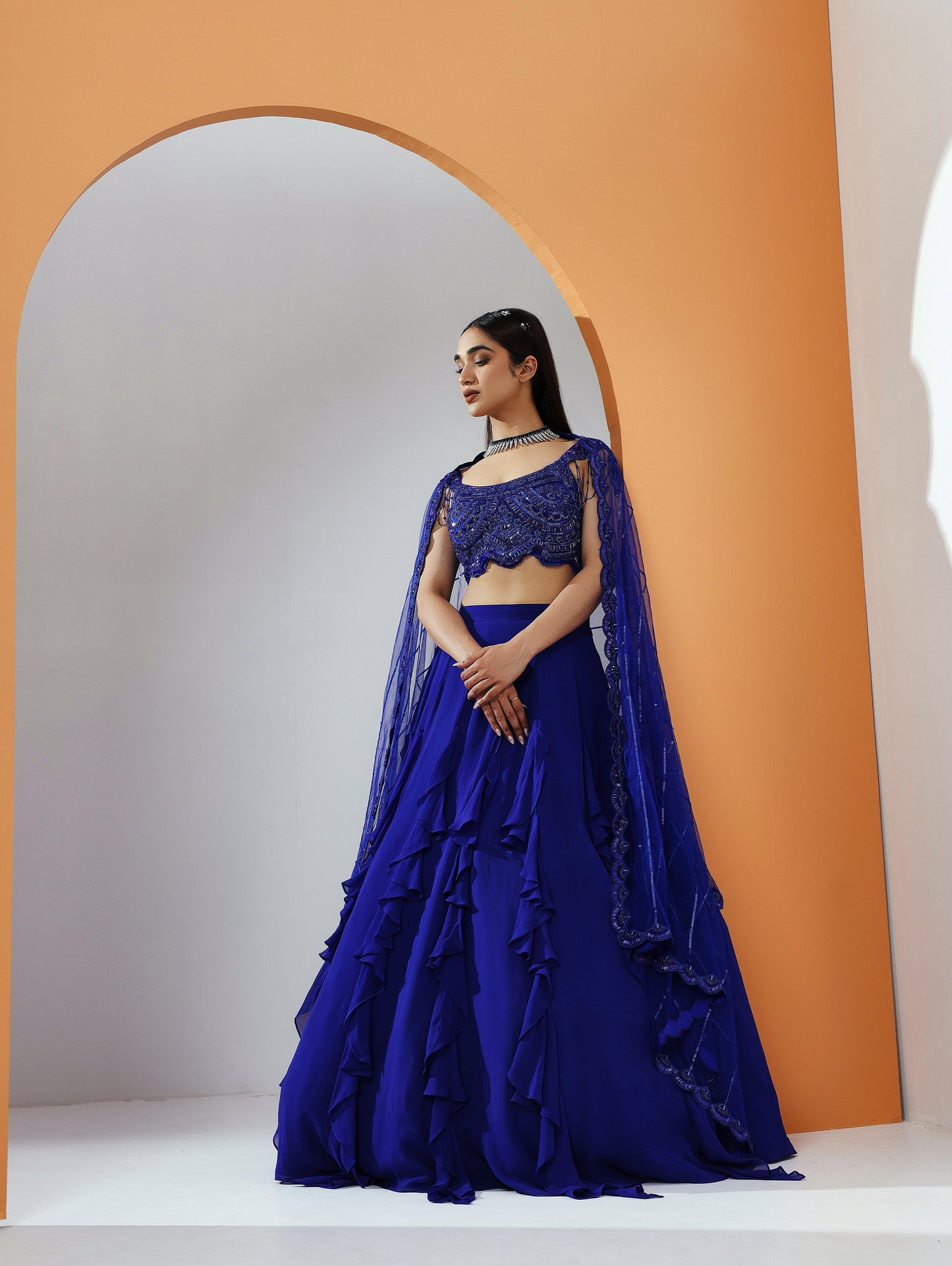 Ella Lehenga set in Royal blue - Nishi Madaan Label