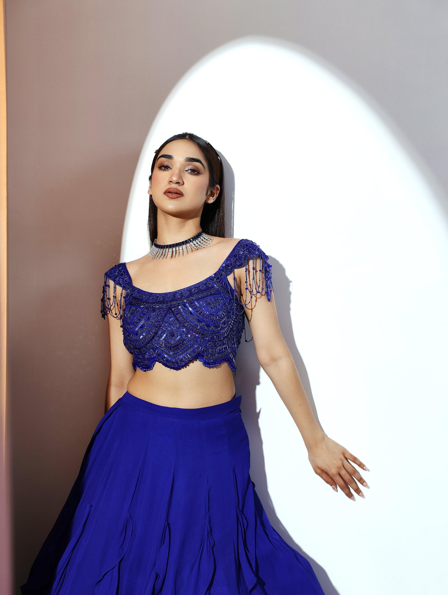 Ella Lehenga set in Royal blue - Nishi Madaan Label