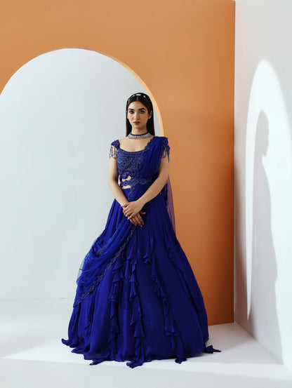 Ella Lehenga set in Royal blue - Nishi Madaan Label