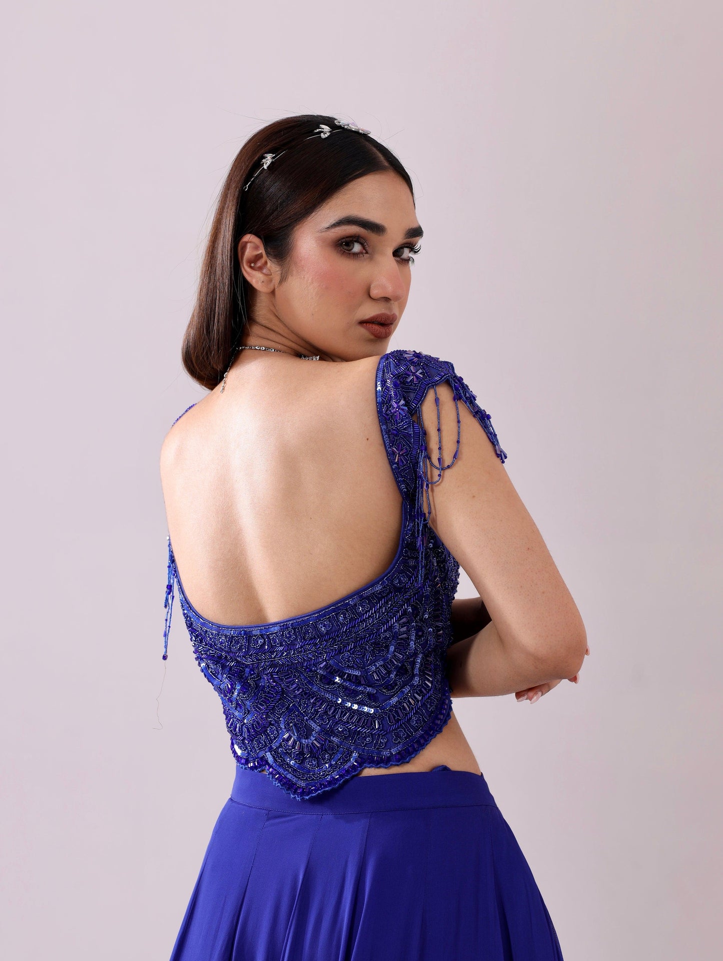 Ella Lehenga set in Royal blue - Nishi Madaan Label