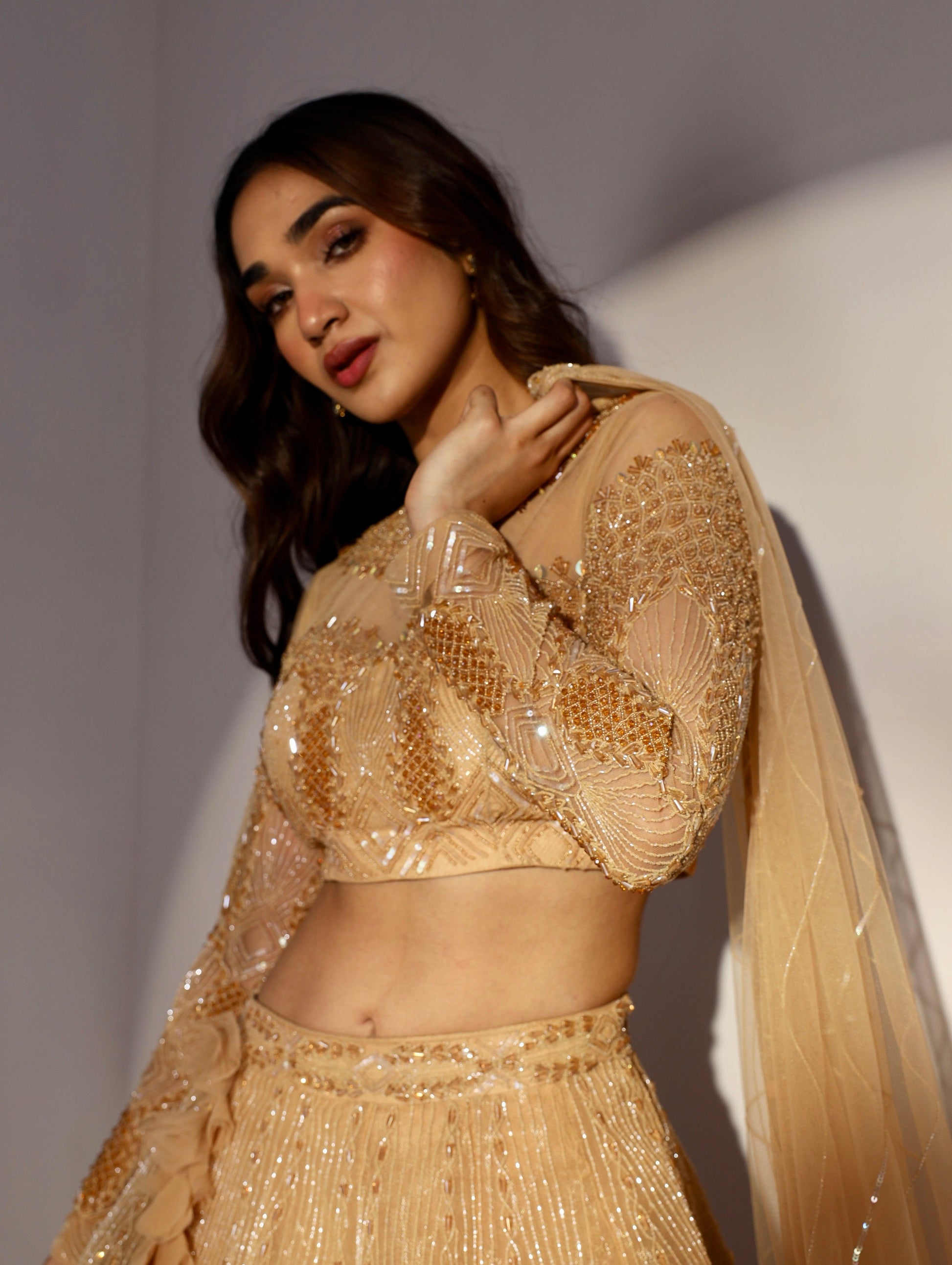 Rubaiyat golden lehenga set - Nishi Madaan Label