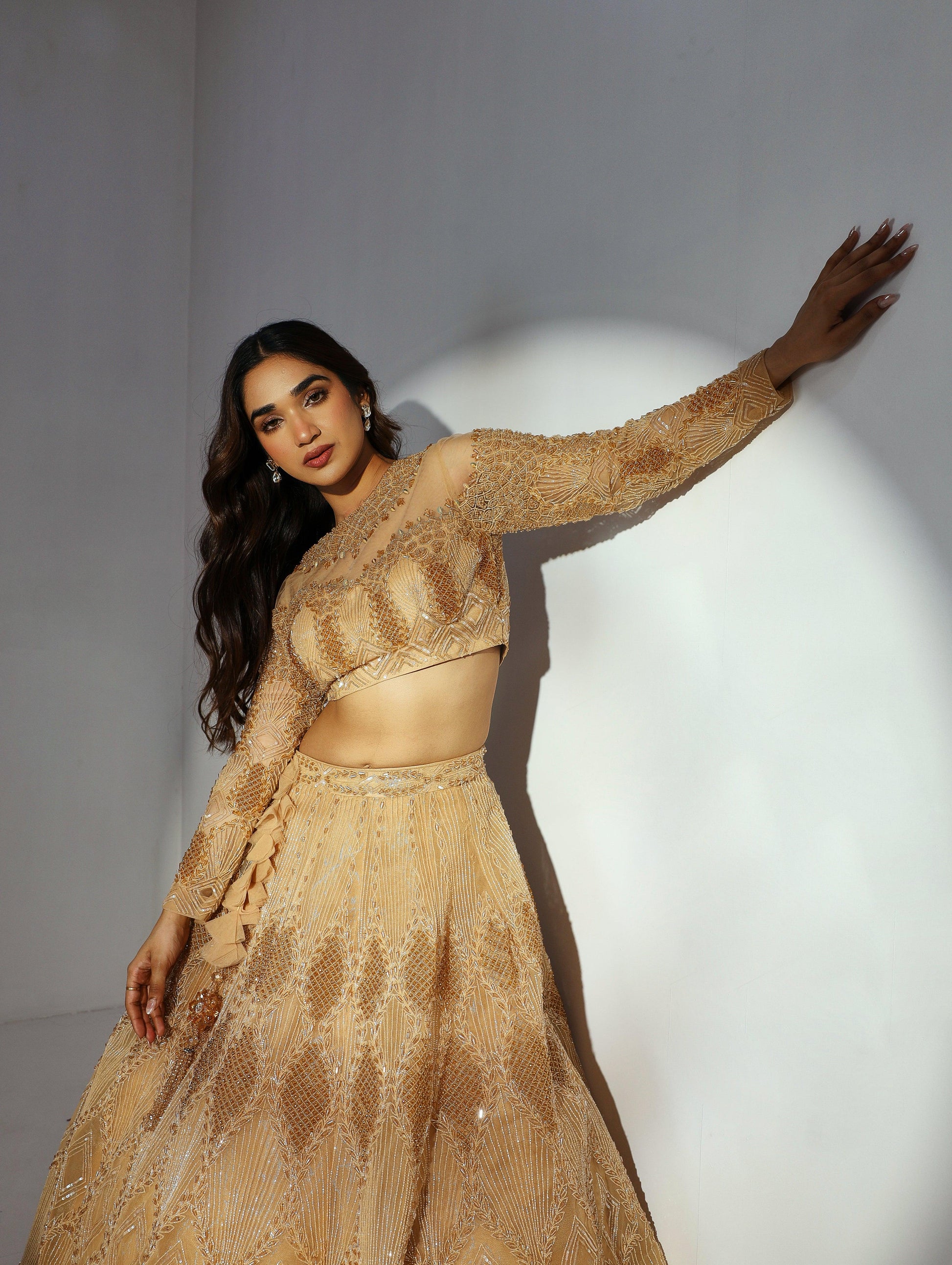 Rubaiyat golden lehenga set - Nishi Madaan Label