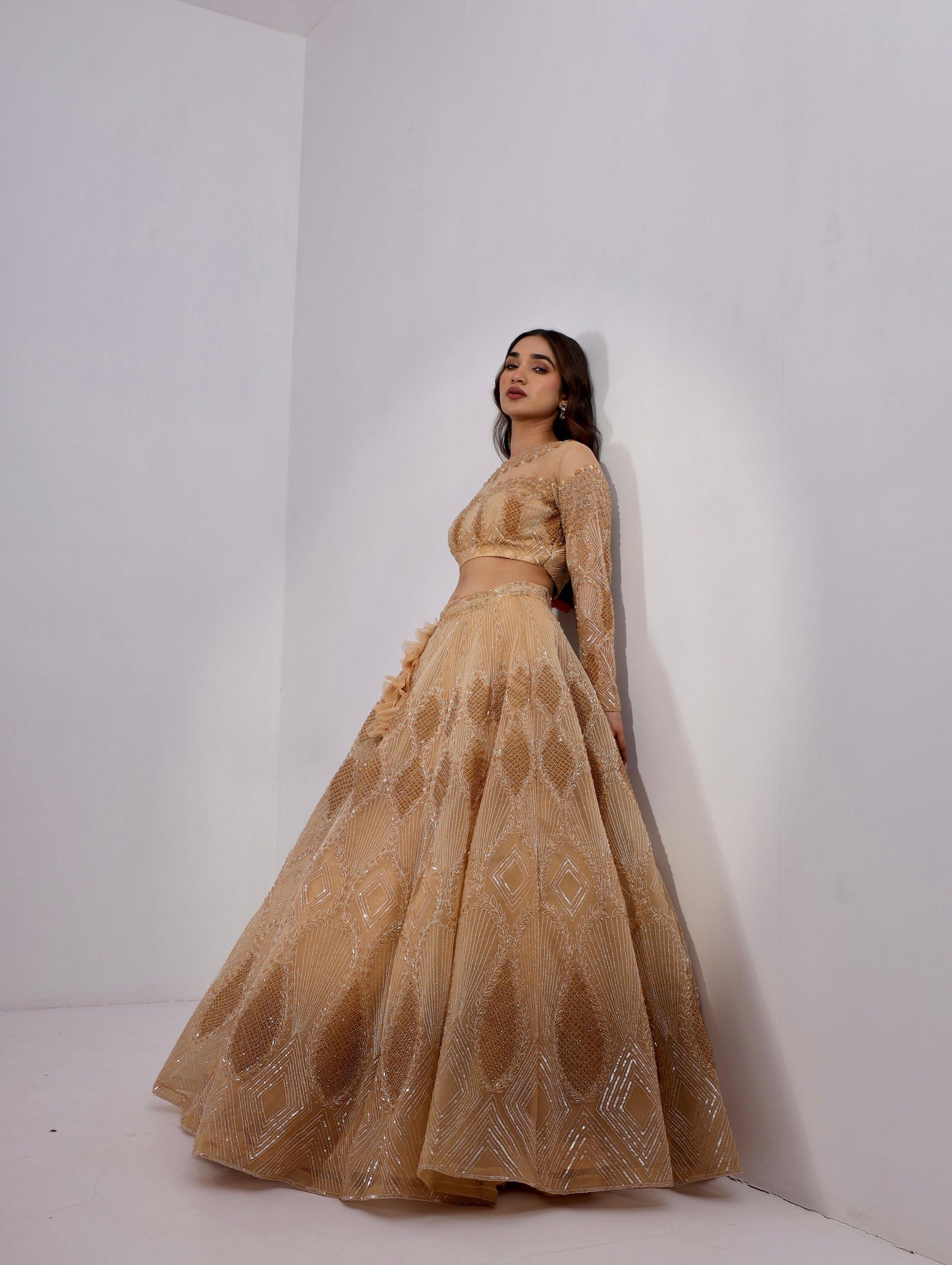 Rubaiyat golden lehenga set - Nishi Madaan Label