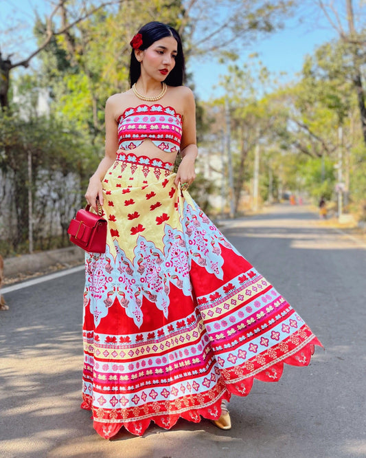 The floret lehenga with a tube scalloped blouse - Nishi Madaan Label