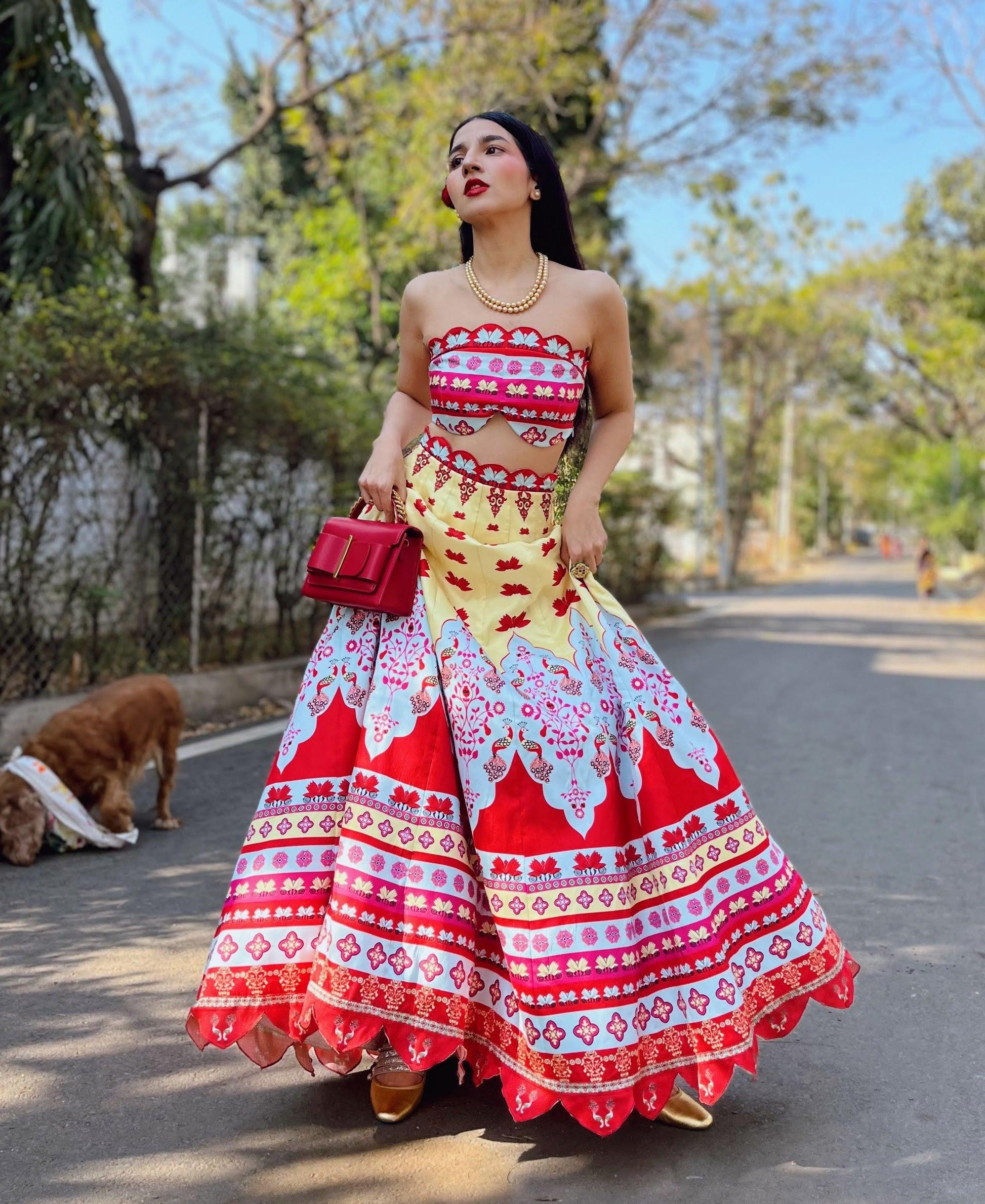 The floret lehenga with a tube scalloped blouse - Nishi Madaan Label